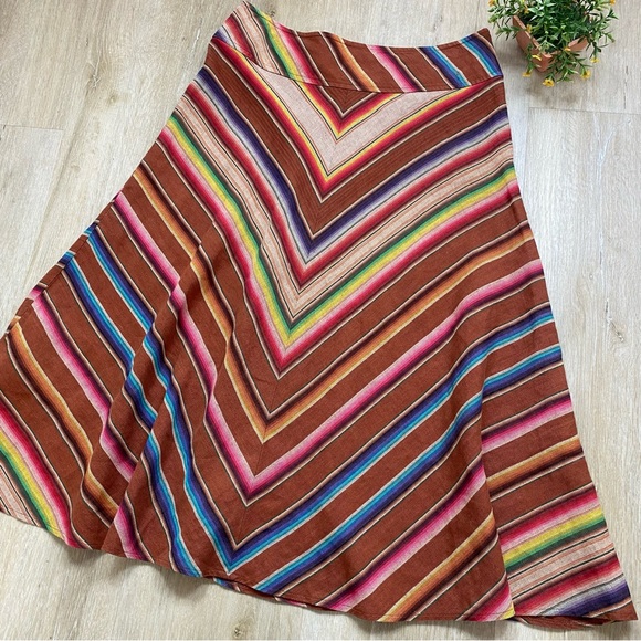 Lauren Ralph Lauren Rainbow Stripe Linen Midi Skirt - Picture 3 of 8